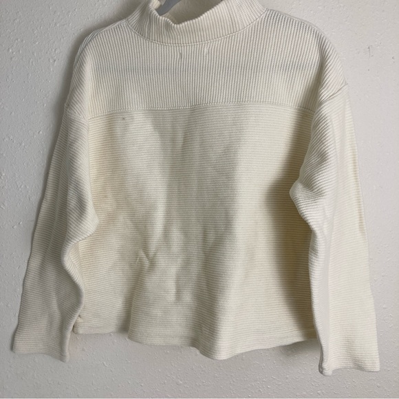 Madewell knit cream sweater womens medium 100% cotton pockets - Picture 3 of 15